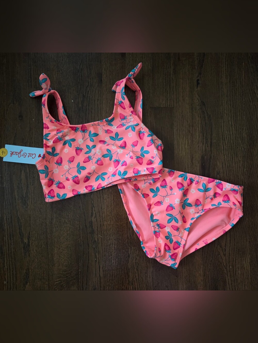 New Cat & Jack Girls Large 10/12 Strawberry Swimsuit
